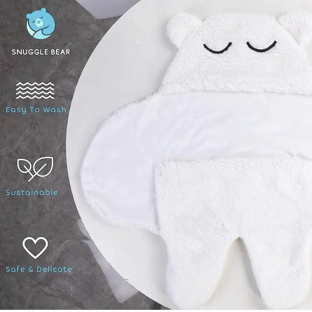 Snuggle Bear Baby Swaddle Blanket Wrap Cute Newborn Bear Onesie Ultra Soft NEW